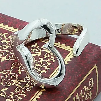 AGLOVER 925 Sterling Sølv Hjerte-Formet Åben Ring For Kvinder, Bryllup, Engagement Party Smykker Gaver