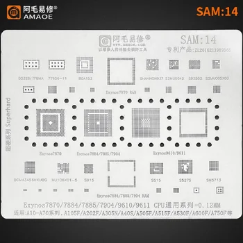 AMAOE SAM:14 BGA reballing Stencil Skabelon til samsung A105F A202F A305N A40S A505F A515F A530F A600F A750F /CPU