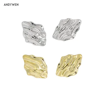 ANDYWEN 925 Sterling Sølv Guld Uregelmæssige Geometriske Stud Øreringe Piercing Pendiente Luksus Mode Fine Smykker 2021 Bryllup