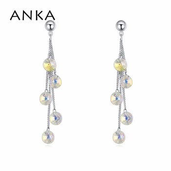 ANKA lavet med ægte krystal runde charme Øreringe kvinder vedhæng øreringe smykker Krystaller fra Østrig #116505