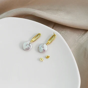 ASHIQI Naturlige ferskvands perle 925 sterling sølv koreanske øreringe temperament smykker til kvinder