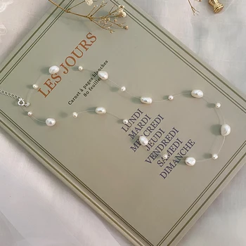 ASHIQI Ægte, Naturlig Barok Perle Halskæde 925 Sterling Sølv Bryllup Smykker Mode Smykker til Kvinder