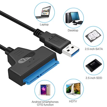 ATA-3 Kabel Sata til USB Adapter 6 gbps til 2,5 Inches Ekstern SSD HDD Harddisk 22 Pin Sata III Kabel USB 3.0-Port-forbindelse
