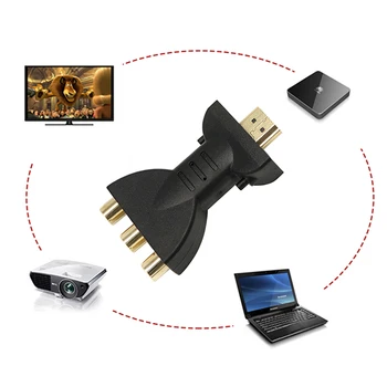 AV Digital Signal HDMI-kompatibel Til 3 RCA-Audio-Adapter Component Konverter Video Audio Adapter AV Component Konverter