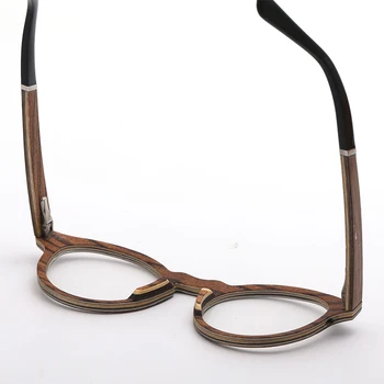 AZB håndlavede Ægte Træ Briller Ramme Mænd Retro Runde Nærsynethed Optisk Recept brillestel 2021 Kvinder Vintage Brillerne