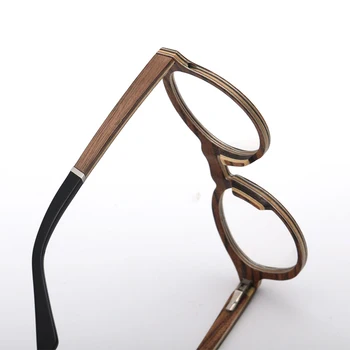 AZB håndlavede Ægte Træ Briller Ramme Mænd Retro Runde Nærsynethed Optisk Recept brillestel 2021 Kvinder Vintage Brillerne