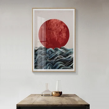 Abstract Japansk Sunrise Plakater og Prints Væg Kunst, Lærred Maleri Billeder til stuen Skandinaviske Landskab Home Decor