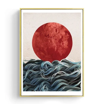 Abstract Japansk Sunrise Plakater og Prints Væg Kunst, Lærred Maleri Billeder til stuen Skandinaviske Landskab Home Decor