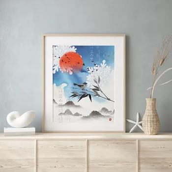 Abstrakt Maleri Landskab Væg Kunst Vintage Maleri Lærred Kunst Udskriver Asiatiske Stil Og Hjem Koreanske Bjerg Vand, Landskab Plakat