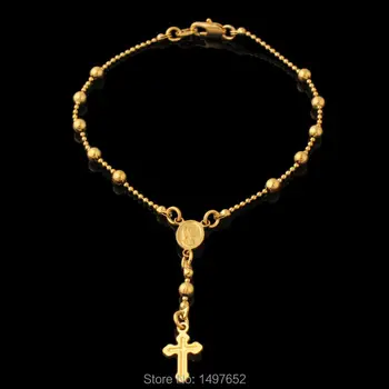 Adixyn Guld Farve Kors Armbånd Kvinder Mænd Pige Gave Christian Smykker Jesus Cross Catholic Gratis fragt