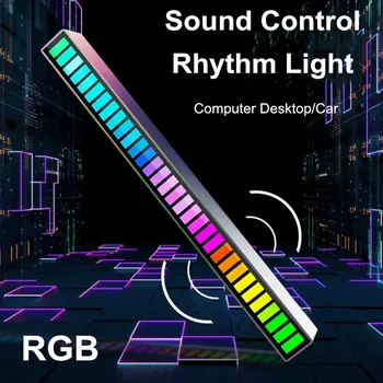 Afhentning Rytme Lys USB-LED Strip Light Sound Control Musik Atmosfære Lys RGB Farverige Rør Energibesparende Lampe Omgivende Lys