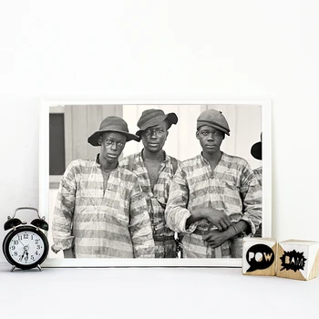 African American Photo Sort Hvid Plakat Print stribet Tøj Fanger Billeder Vintage Lærred Maleri Soveværelse Wall Decor