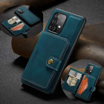 Aftagelig Kort Slot taske til Samsung Galaxy A72 A52 A42 A32-A12-A71-A51 5G Flip Folio Læder Magnetisk Lås Tegnebog, Mobiltelefon Dækning