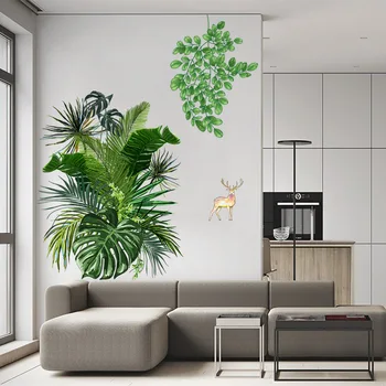 Aftagelig Nordisk Stil Banana Leaf Wall Stickers Til Stue, Soveværelse, Spisestue, Køkken Kids Room Sofa Vægoverføringsbilleder