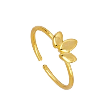 Aide Mode 925 Sterling Sølv, Minimalistisk Enkle Blade Åbne Ringe Bling Crystal Zircon Heldig Ring for Fine Kvinder Smykker Gave