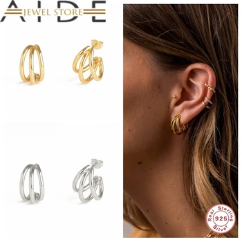 Aide Trendy Vintage C-Formede Øreringe Europæiske 925 Sterling Sølv Øreringe til Kvinder Piercing Pendientes Smykker Tilbehør