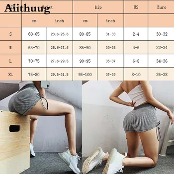 Aiithuug Træning Shorts til Kvinder af Høj Talje Butt Løfte Booty Kradser Kompression Fitness Shorts 2 Sider Snøre Yoga Kort
