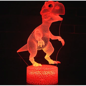 Akryl Bord Lampe 3D Dinosaur Figur USB-LED-Lys til Hjemmet Værelse Dekoration Night Lights Touch/Remote Switch 16 Farve