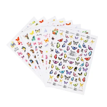 Akvarel Blå Sommerfugl Nail Stickers Designer Stil Skydere For Transfer Folie Tips Negle Kunst Sommer Mode Dekorationer