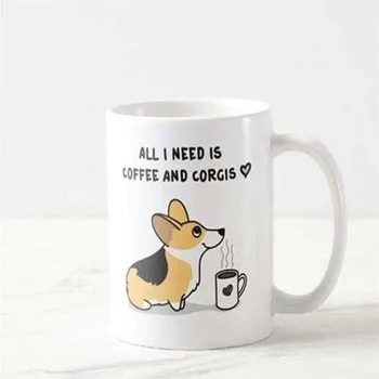 Alt, Hvad Jeg Behøver, Er Kaffe Og Corgis Krus - Hvid Krus Sjove Kop Kaffe Kop