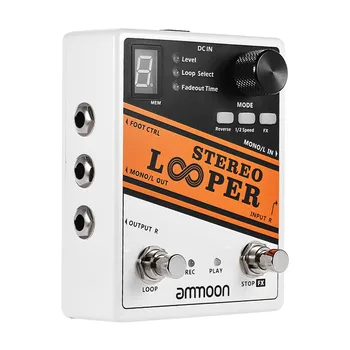 Ammoon STEREO LOOPER, Loop Record Guitar-Effekt-Pedal 10 Uafhængige Loops Max.10min optagetid Loop Ubegrænset Overdubbing