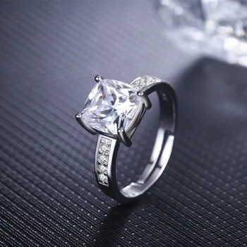 Anillos Yuzuk 925 Sterling Sølv Åbne Størrelsen Ring Finger Anel Aneis Square CZ Ring For Kvinder Ren Bryllup Engagement Smykker