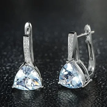 Anillos Yuzuk Pude Ægte Himlen Blå Topas Stud Øreringe Af 925 Sterling Sølv Øreringe Til Kvinder Koreanske Earings Mode Smykker