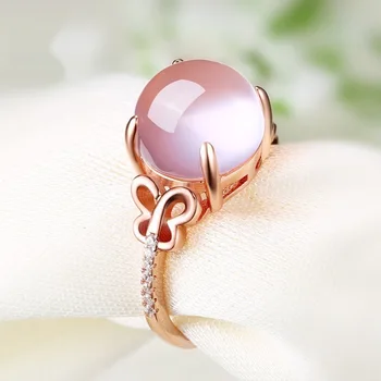 Anillos Yuzuk Sølv 925 Smykker Pink Kvarts Krystal Ring I Rosa Guld Ring Udgave Resizable 925 Sterling Sølv Ring Smykker