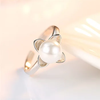 Anillos Yuzuk Ægte 925 Sterling Sølv Minimalistisk Perle Ring For Kvinder Bryllupsfest Søde Fine Smykker Tilbehør Åbne Størrelse