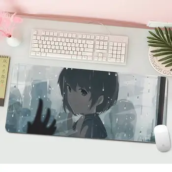 Anime Regn Smuk Anime musemåtten Gaming Mousemat XL Stort Tastatur PC Skrivebord Mat Takuo Anti-Slip Komfort Pad