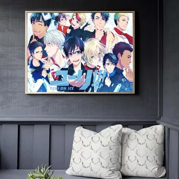 Anime Yuri på Is Tegn Lærred Maleri Plakater og Prints Væg Kunst, Dekoration Billeder til stuen Soveværelse Indretning