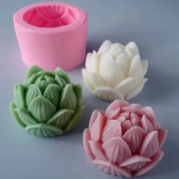 Aromaterapi Stearinlys Silikone Formen 3D Lotus Blomst Sæbe Silicone Mould DIY