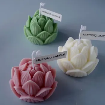 Aromaterapi Stearinlys Silikone Formen 3D Lotus Blomst Sæbe Silicone Mould DIY
