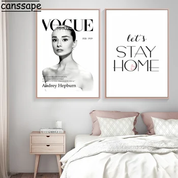 Audrey Hepburn Plakat Mode Væg Kunst, Mode Lærred Maleri Blive Hjemme Citater Print Nordiske Dekoration Hjem Salon Væggen Billede