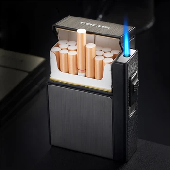Automatisk Cigaret Sag 20pcs Stor Kapacitet Cigarettænder Metal Cigaret Lighter til Kvinder og Mænd Ryger Gadgets