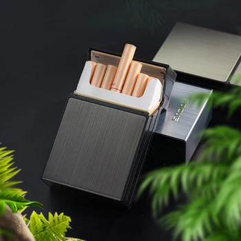 Automatisk Cigaret Sag 20pcs Stor Kapacitet Cigarettænder Metal Cigaret Lighter til Kvinder og Mænd Ryger Gadgets