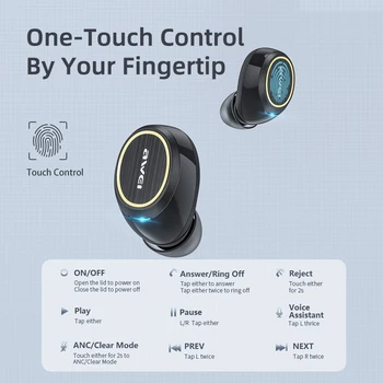 Awei TA3 ANC TWS Hovedtelefoner Trådløse Bluetooth Øretelefoner Aktive Noise Cancelling Hovedtelefoner Stereo Lyd, tro Øretelefoner Med Mikrofon