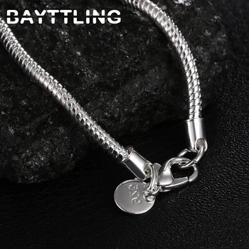 BAYTTLING 925 Sterling Sølv 1 mm/2 mm/3 mm Slange Kæde Halskæde Til Mænd, Kvinder Mode Bryllup Smykker Gaver
