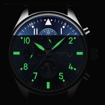 BOYZHE 2018 Neue Måde Automatische Mechanische Uhr Edelstahl-Tilstand Luxus Marke Militarische Wasserdichte Business Sport Uhren