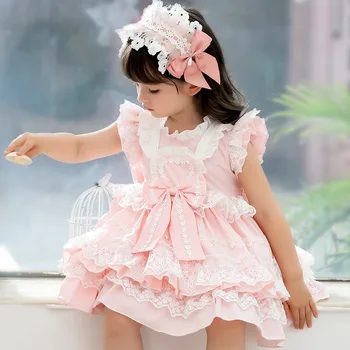Baby Pige spanske Kongelige Kjoler til Toddler Boutique Tøj, Børn, Spanien Kjole Spædbarn Fødselsdag, Dåb Lolita Bolden Kjole