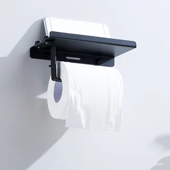 Badeværelse Toilet Rulle Køkkenrulle telefonholder, der er Hylder til vægmontering TOILET Tissue Box Plads Aluminium Storage Rack Hylde Organizer