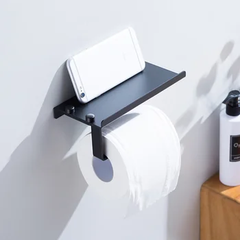 Badeværelse Toilet Rulle Køkkenrulle telefonholder, der er Hylder til vægmontering TOILET Tissue Box Plads Aluminium Storage Rack Hylde Organizer