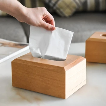 Bambus Rektangulære Tissue Box Holder Opbevaring Af Papir Boks Væv Dæksel Bil Træ Servietter Indehaveren Tilfælde Arrangør Hjem Dekoration