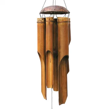 Bambus Wind Chimes Store Klokke Rør Kokos Træ, Håndlavet Indendørs Og Udendørs Væg Hængende Wind Chime Dekorationer, Brugskunst