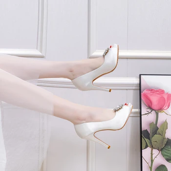 BaoYaFang Peep Toe Platform sko Kvinde Krystal Høj hæl sko Damer Pumper med Åben tå bryllup sko Bride fashion sko kvinder