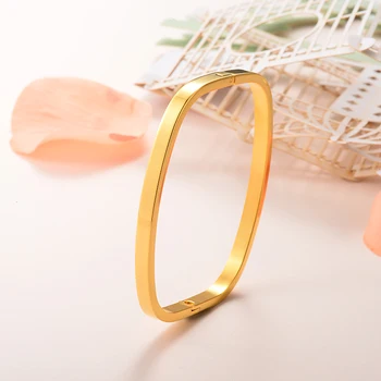Baoyan Mode Simple Geometriske Firkantet Guld Armbånd Til Kvinder 316L Rustfrit Stål Smykker Cuff Armbånd, Armringe Kvinder Gave