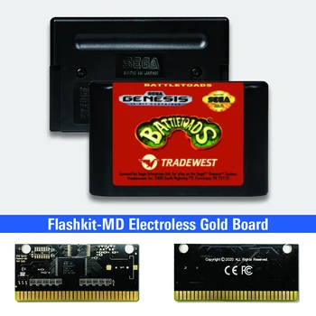 Battletoads - USA Label Flashkit MD ikke-elektrolytisk Guld PCB-Kort til Sega Genesis Megadrive spillekonsol