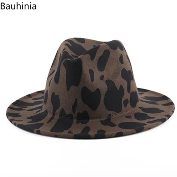 Bauhinia Unisex Fladskærms Randen Uld Filt Jazz Fedora Hatte Spottet Damer Uld Hat Panama Solid Følte Fedoras Hat
