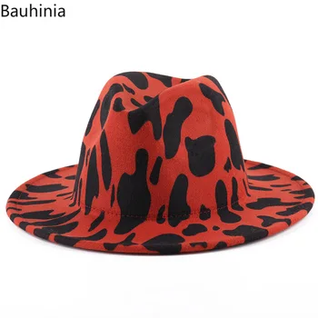 Bauhinia Unisex Fladskærms Randen Uld Filt Jazz Fedora Hatte Spottet Damer Uld Hat Panama Solid Følte Fedoras Hat