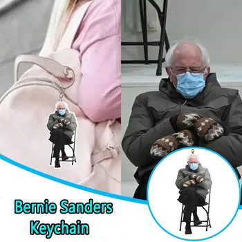 Bernie Sanders Nøglering Akryl Sjove Udsøgt Anime karakter nøglering Indvielse Virkelige Liv Bag Ornamenter 3D Nøglering 1-5PC